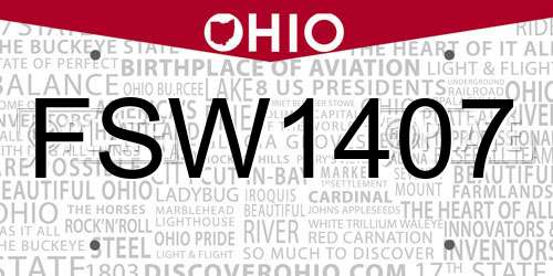 FSW1407 Ohio License Plate