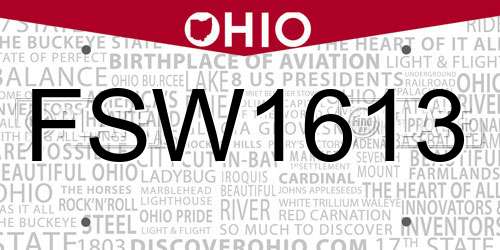 FSW1613 Ohio License Plate