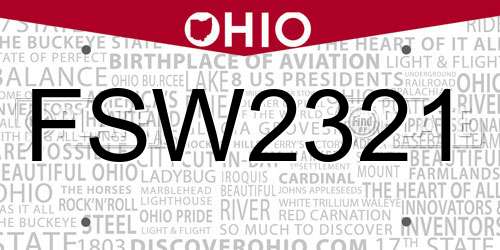 FSW2321 Ohio License Plate