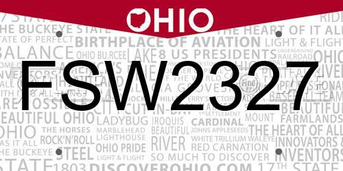 FSW2327 Ohio License Plate
