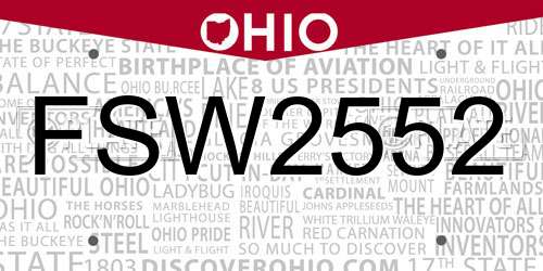 FSW2552 Ohio License Plate