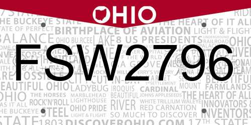 FSW2796 Ohio License Plate
