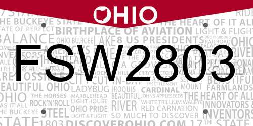 FSW2803 Ohio License Plate
