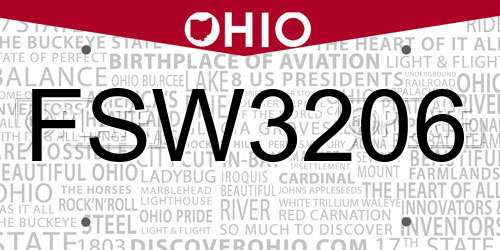 FSW3206 Ohio License Plate