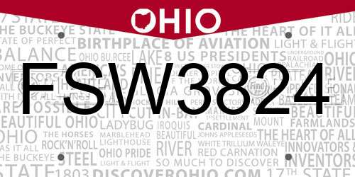FSW3824 Ohio License Plate