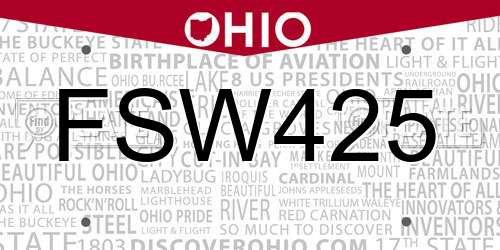 FSW425 Ohio License Plate