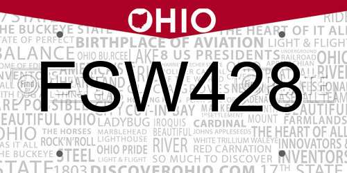 FSW428 Ohio License Plate