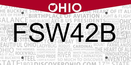 FSW42B Ohio License Plate