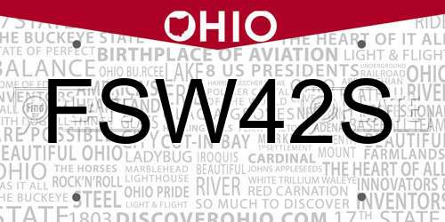 FSW42S Ohio License Plate