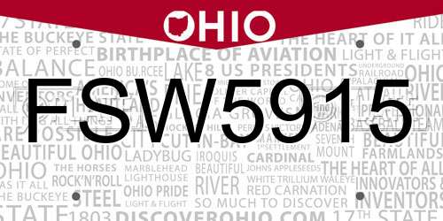 FSW5915 Ohio License Plate