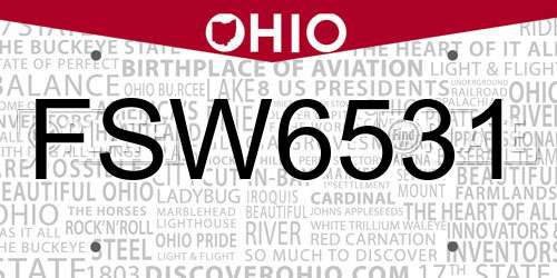 FSW6531 Ohio License Plate