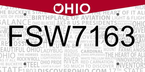 FSW7163 Ohio License Plate