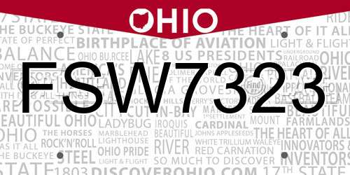 FSW7323 Ohio License Plate