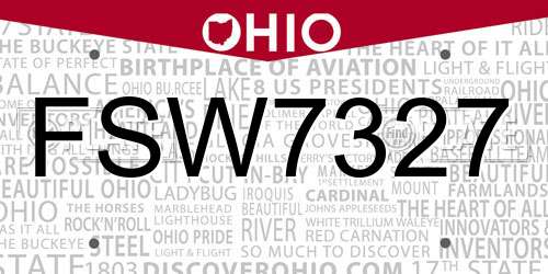 FSW7327 Ohio License Plate