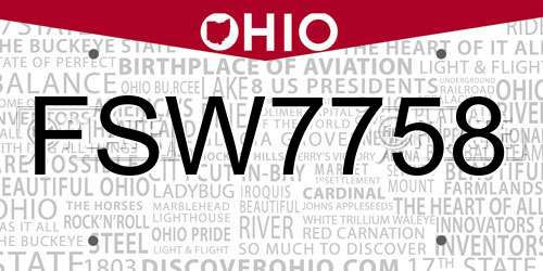 FSW7758 Ohio License Plate