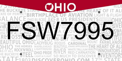 FSW7995 Ohio License Plate