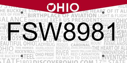FSW8981 Ohio License Plate
