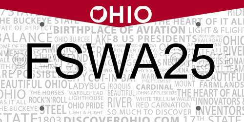 FSWA25 Ohio License Plate