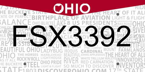 FSX3392 Ohio License Plate