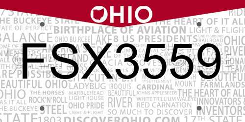 FSX3559 Ohio License Plate