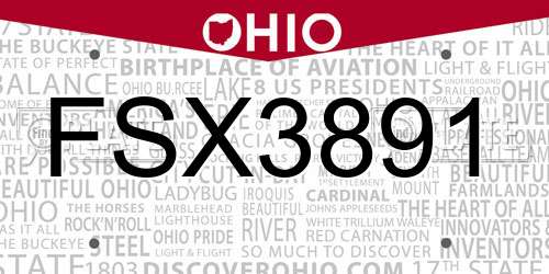 FSX3891 Ohio License Plate