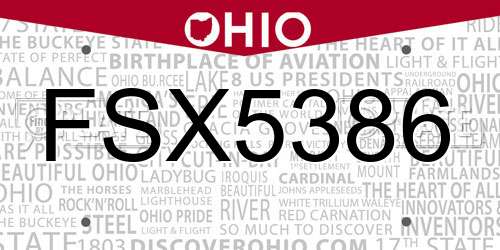 FSX5386 Ohio License Plate