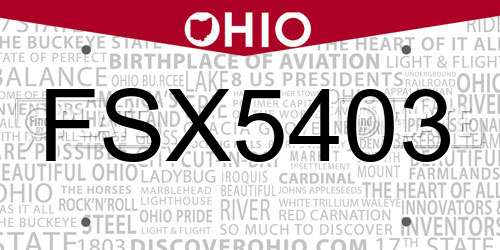 FSX5403 Ohio License Plate