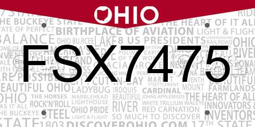 FSX7475 Ohio License Plate