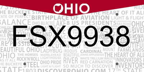 FSX9938 Ohio License Plate