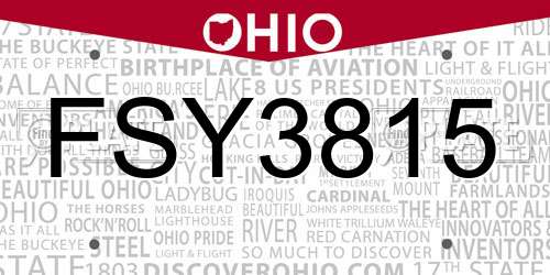 FSY3815 Ohio License Plate