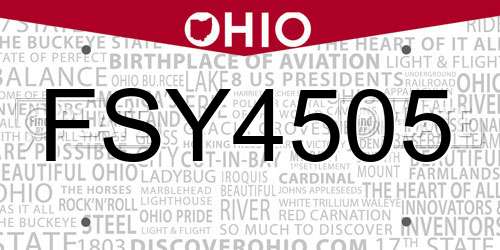 FSY4505 Ohio License Plate