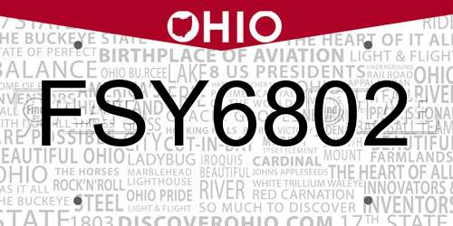 FSY6802 Ohio License Plate
