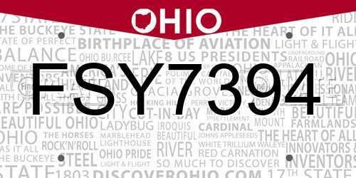 FSY7394 Ohio License Plate