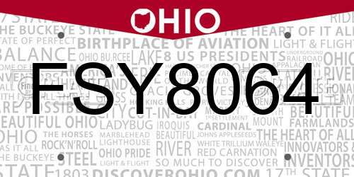 FSY8064 Ohio License Plate