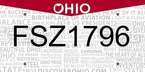 FSZ1796 Ohio License Plate
