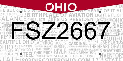 FSZ2667 Ohio License Plate