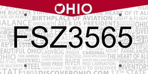 FSZ3565 Ohio License Plate