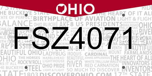 FSZ4071 Ohio License Plate
