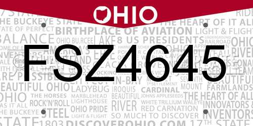 FSZ4645 Ohio License Plate
