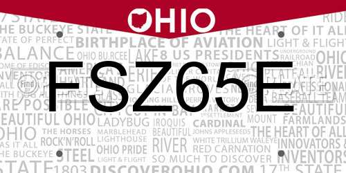 FSZ65E Ohio License Plate