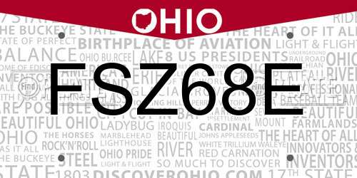 FSZ68E Ohio License Plate