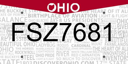 FSZ7681 Ohio License Plate