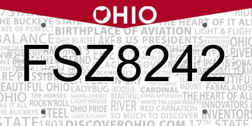 FSZ8242 Ohio License Plate
