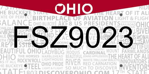 FSZ9023 Ohio License Plate