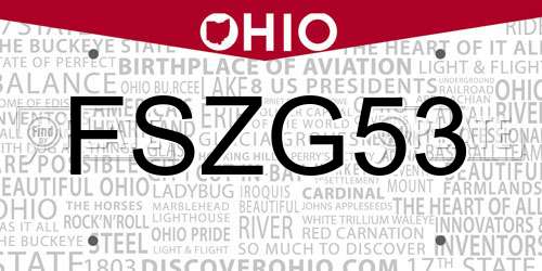 FSZG53 Ohio License Plate
