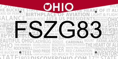 FSZG83 Ohio License Plate