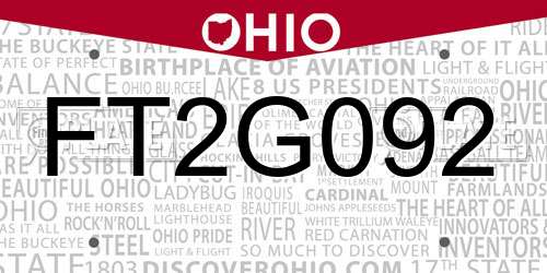 FT2G092 Ohio License Plate