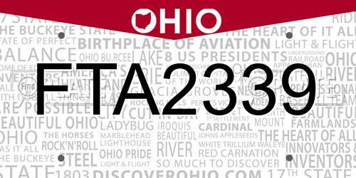 FTA2339 Ohio License Plate