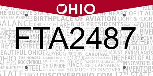 FTA2487 Ohio License Plate