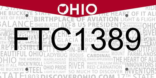 FTC1389 Ohio License Plate